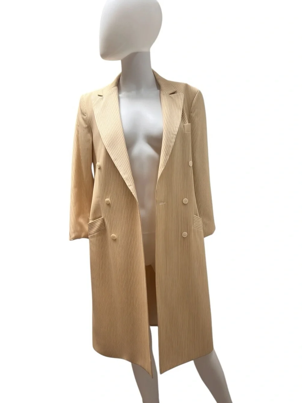 Vtg Christian Dior Yellow Pinstripe Suit Jacket/ Coat/Dress/Blazer. Sz 8. Wool.